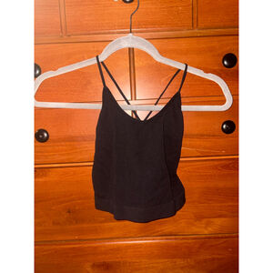 Ribbed Black Cropped Tank w/ Strap Design